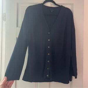 Classic Talbots V-Neck Button Cardigan in Navy